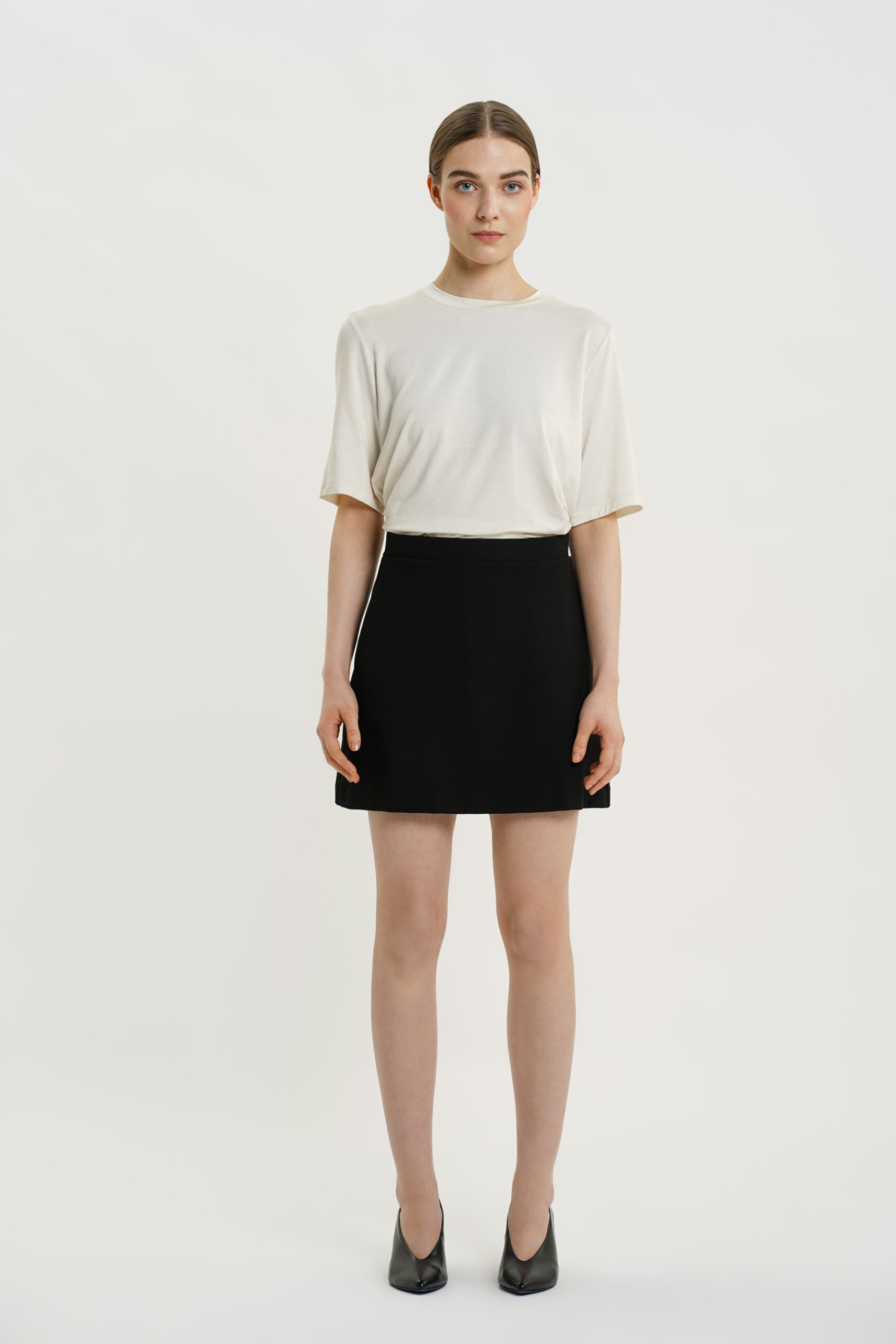 A LINE A-line black mini skirt