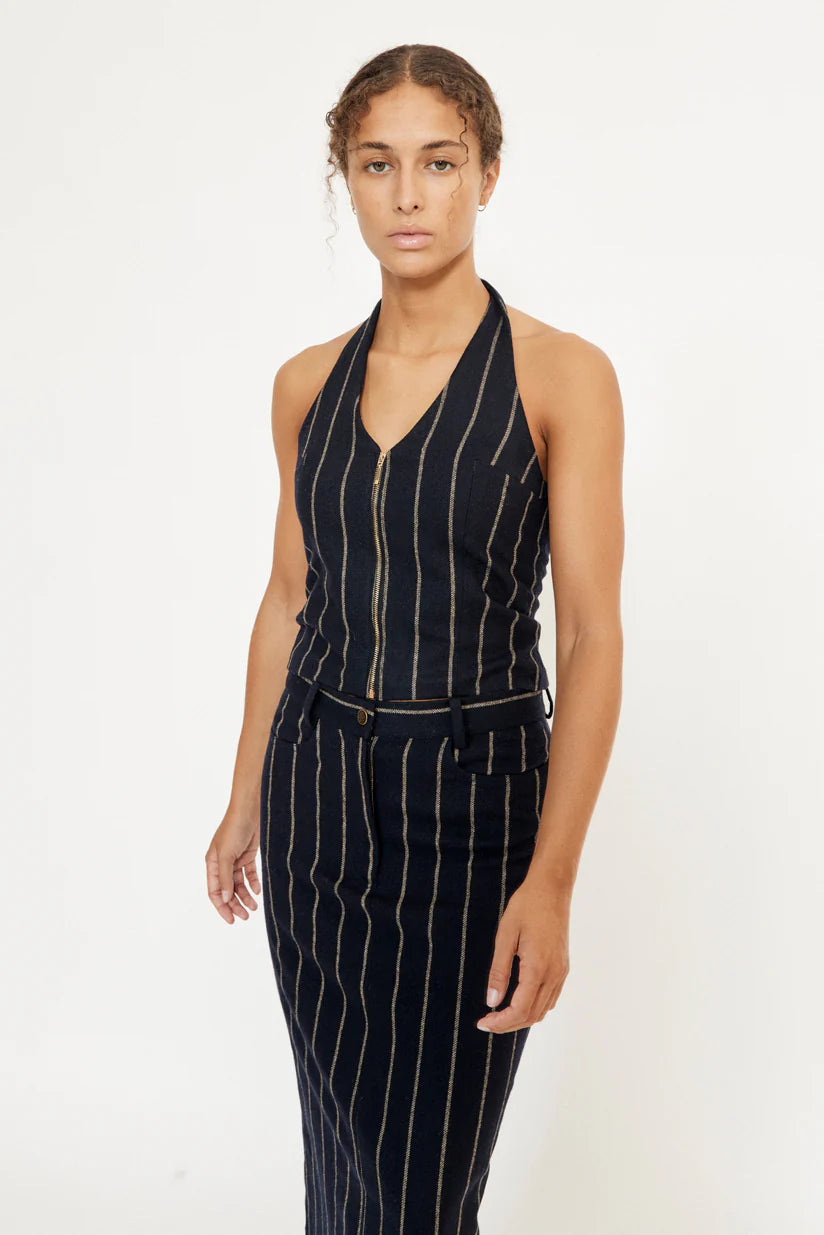 MUSIER PARIS Backless Stripped Vest Evy