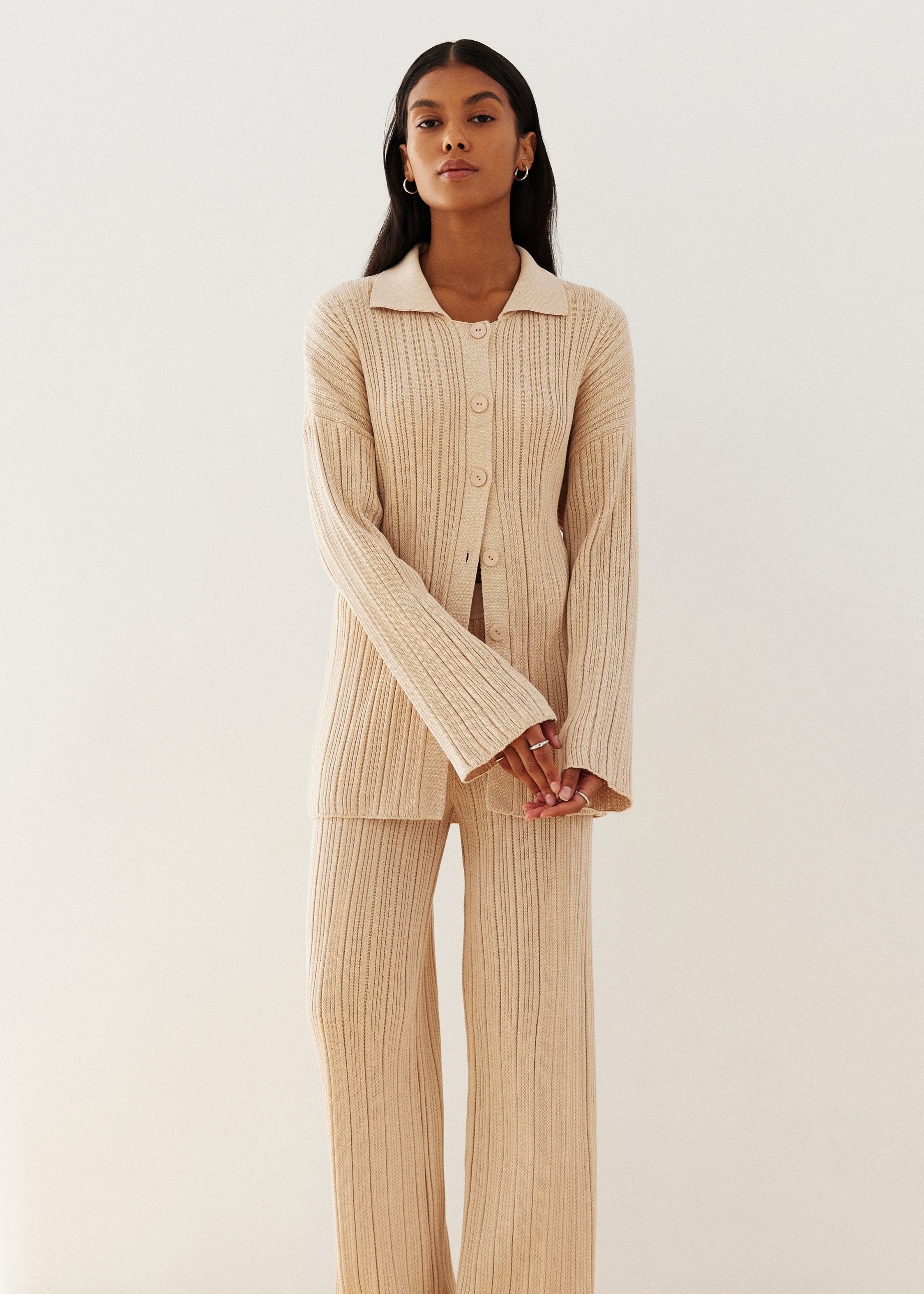 NENYA Knitted Cream Cardigan with Buttons