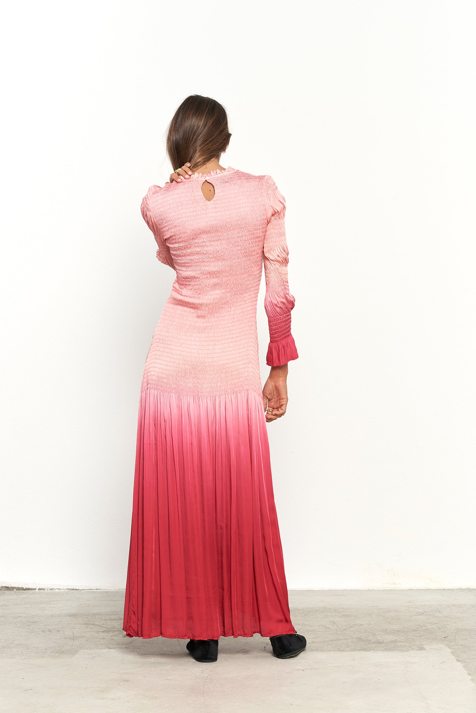 PAR ESCALA Tie Dye Long-sleeved pink dress