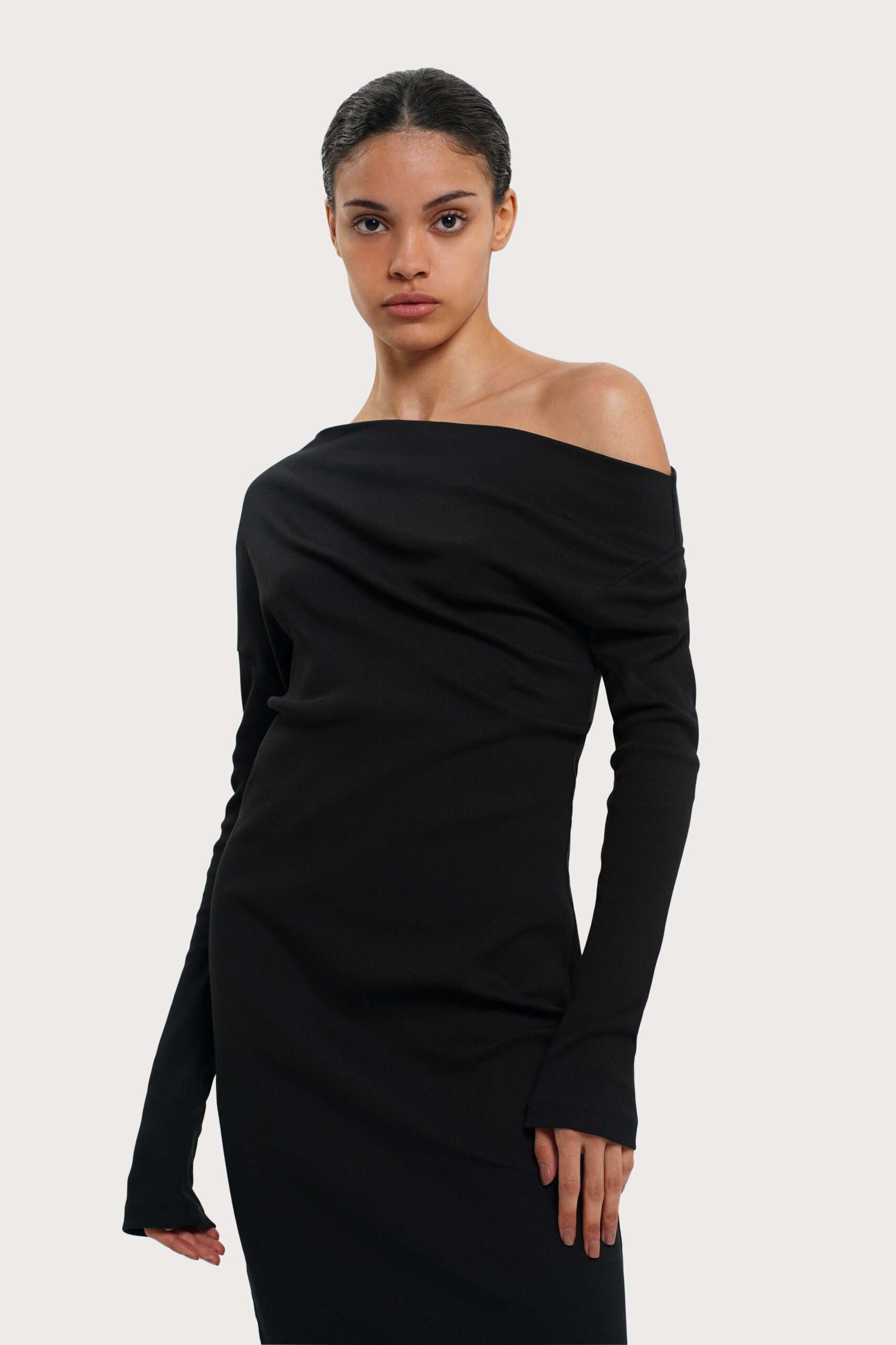 RESIDUS Black Fitted Mid-Length Dress