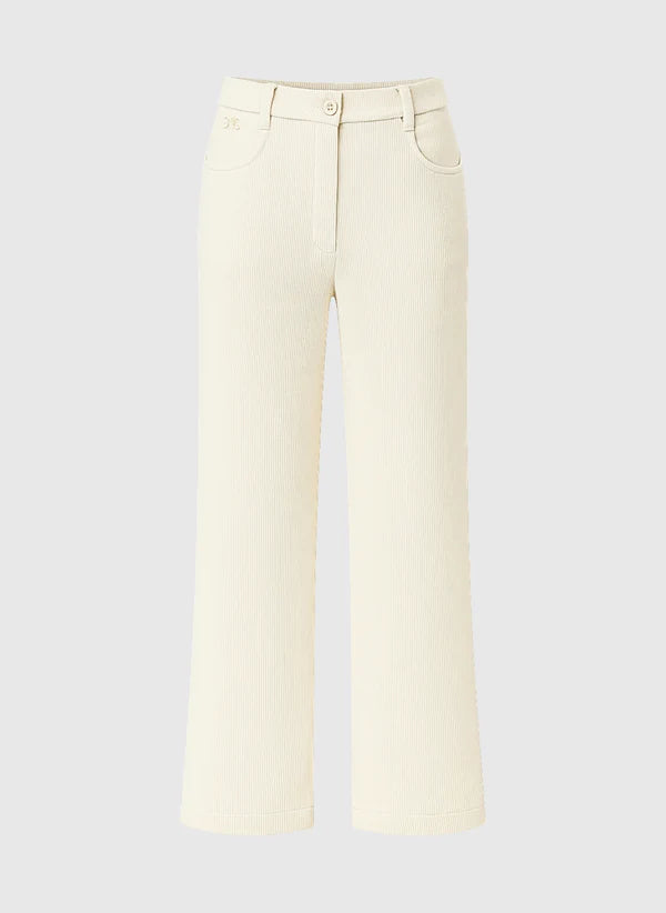 Ecru wide leg trousers flat view