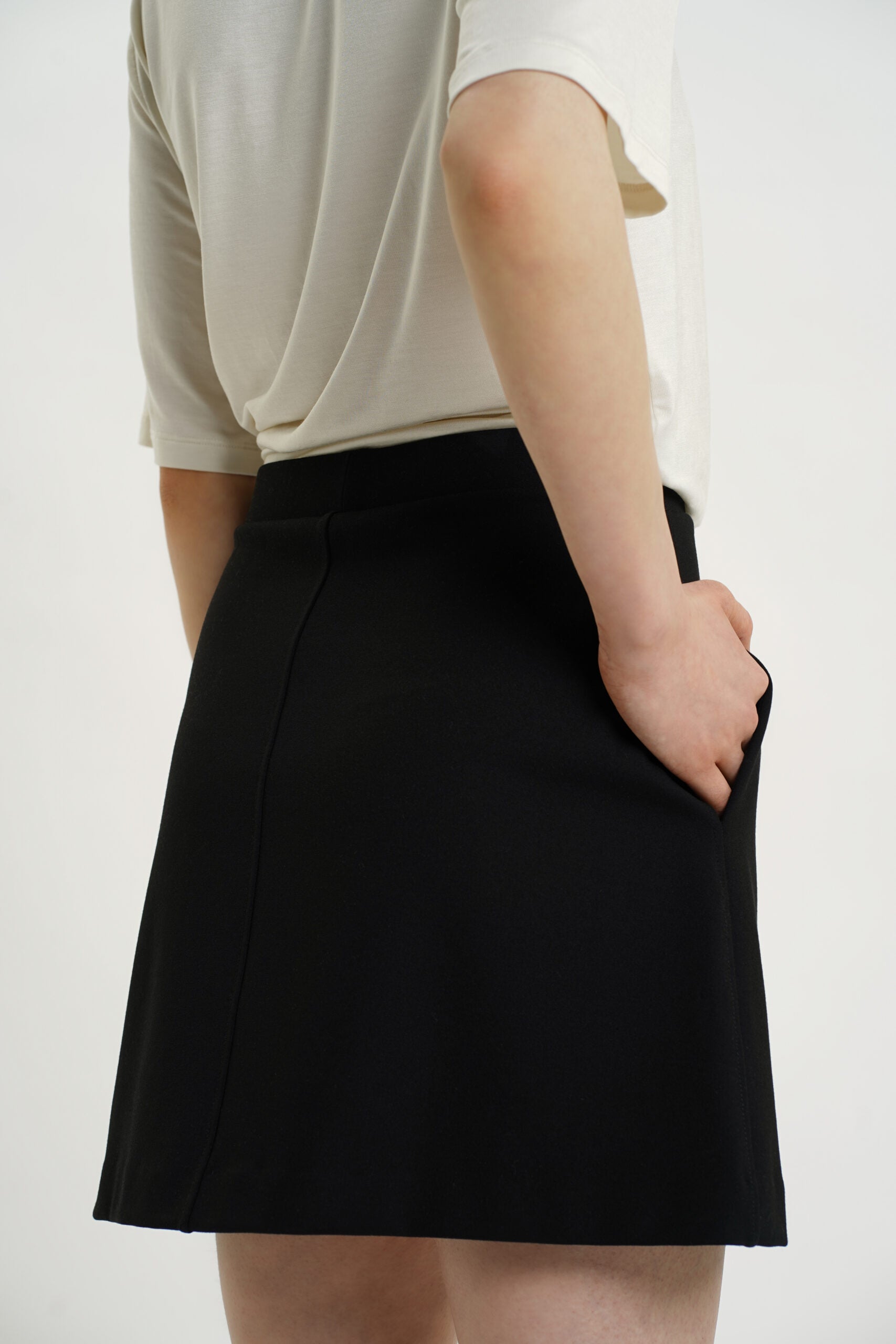 A LINE A-line black mini skirt