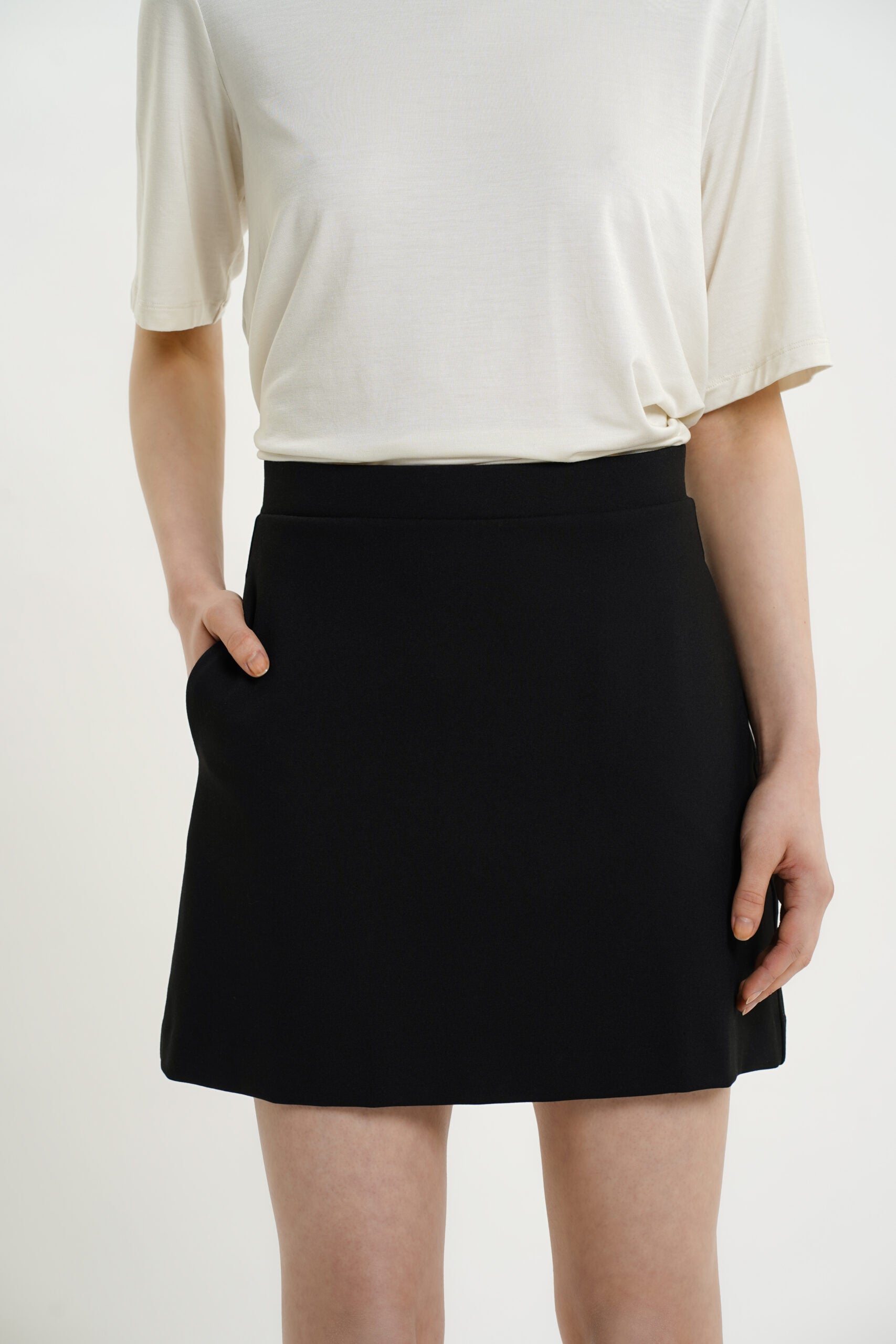 A LINE A-line black mini skirt