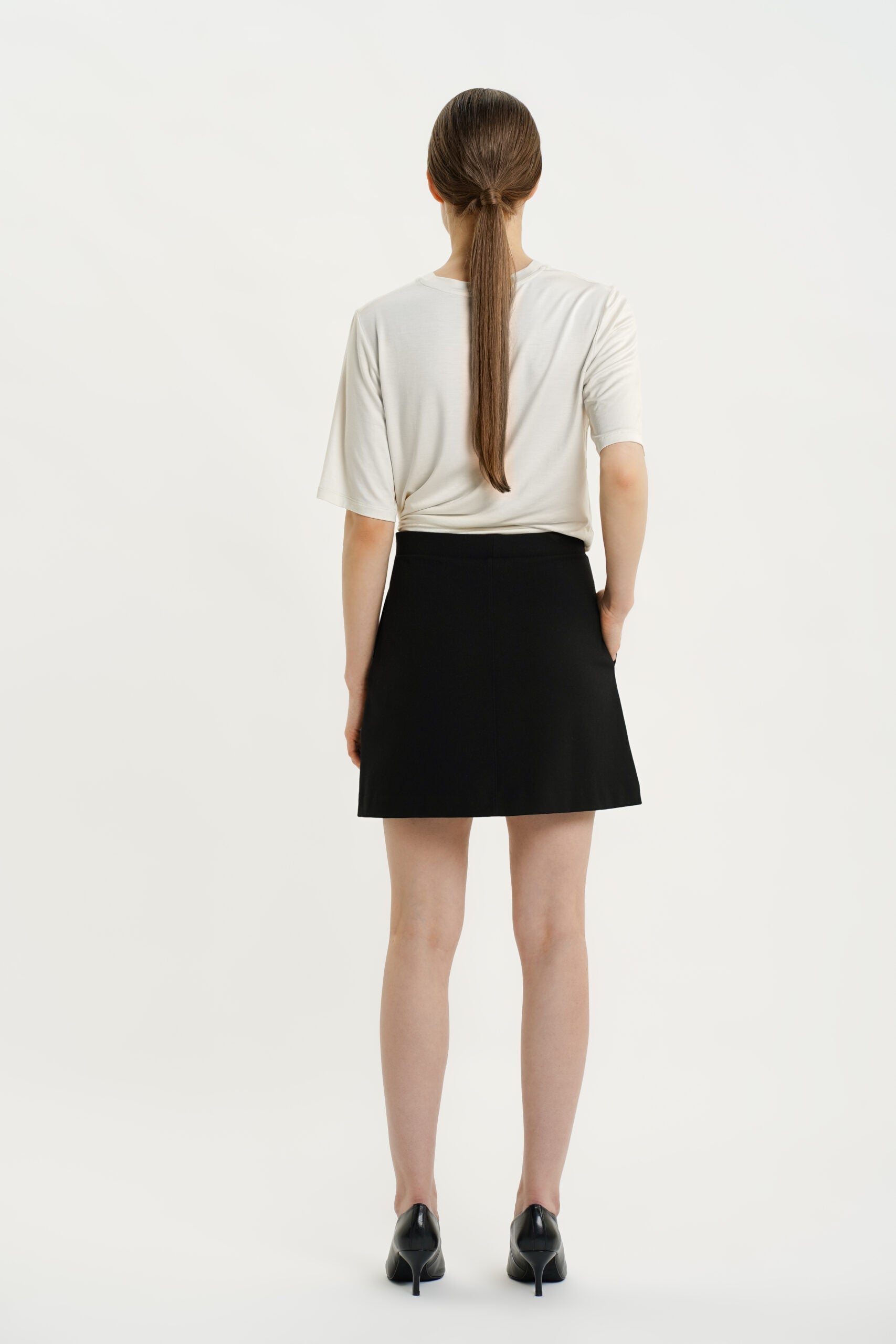 A LINE A-line black mini skirt