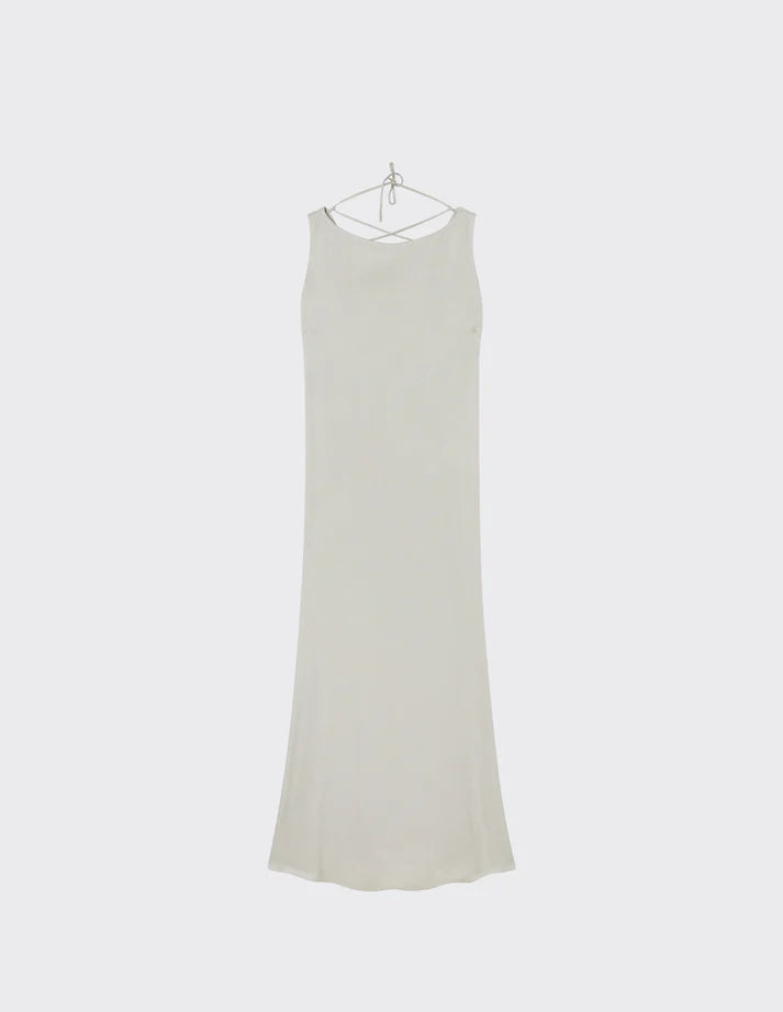 A LINE Satin midi slip dress ecru