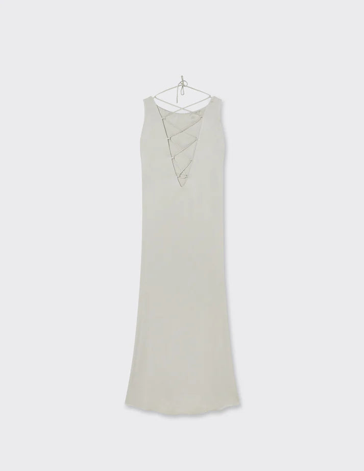 A LINE Satin midi slip dress ecru