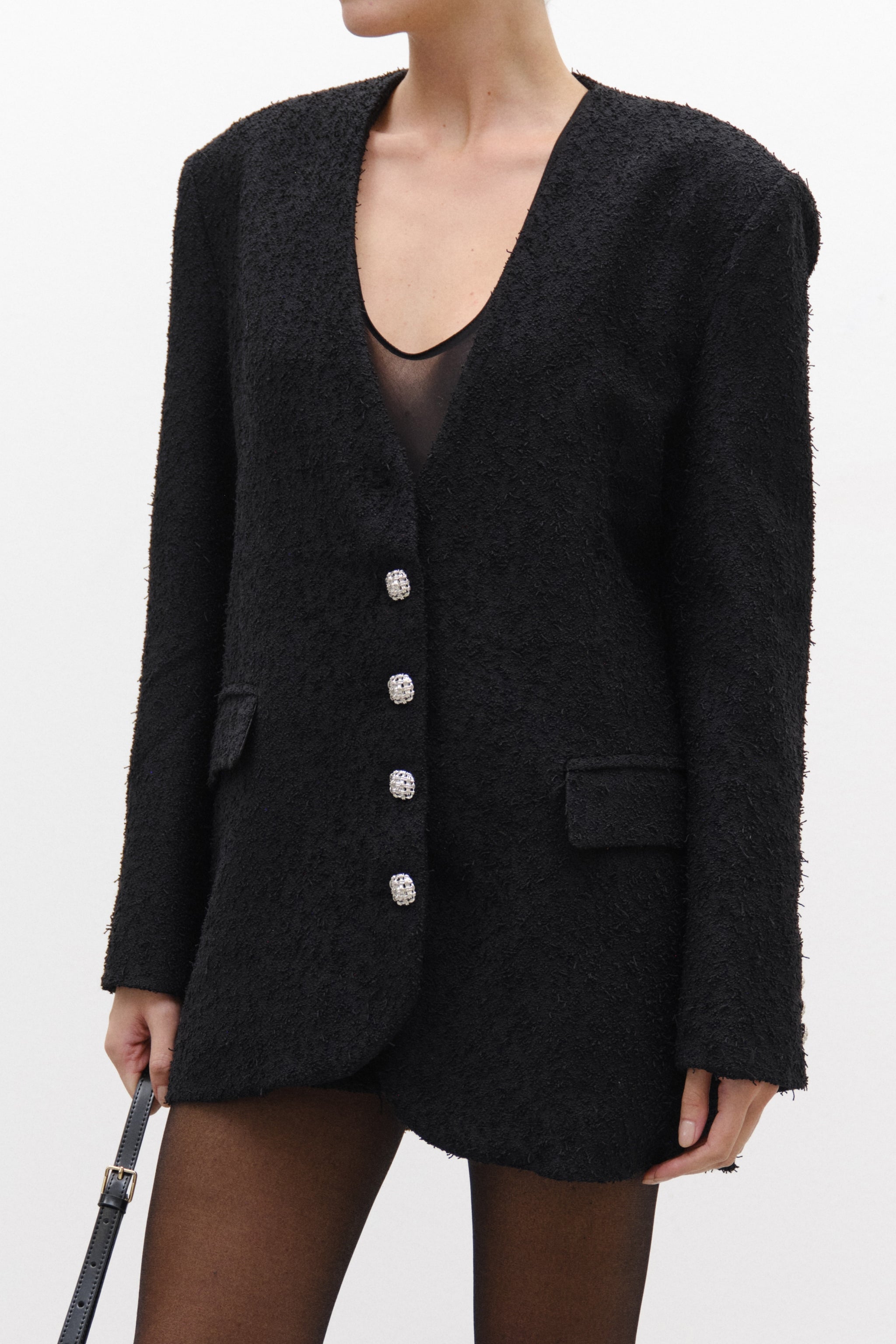 LUMINA black blazer with V neckline