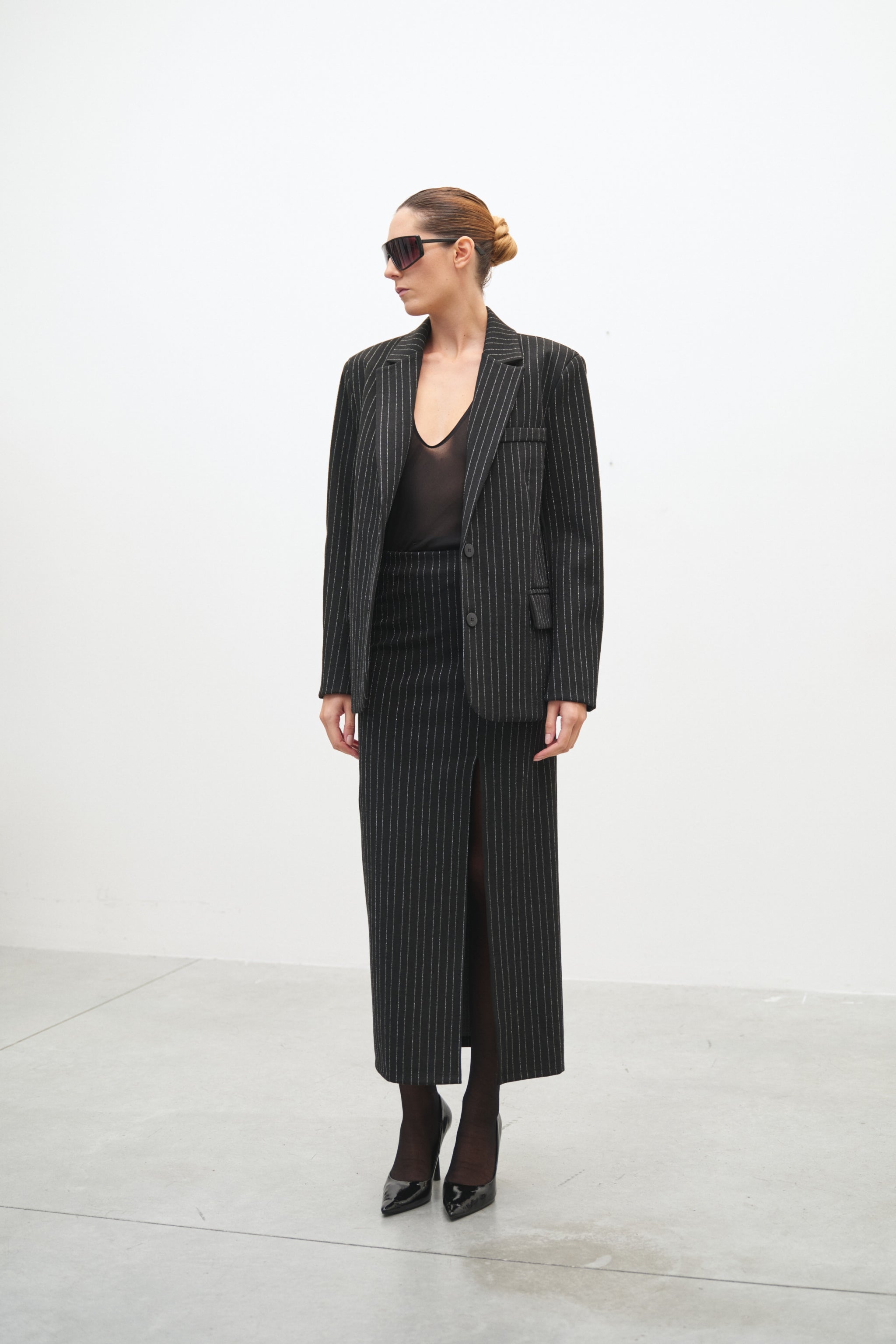 LUMINA Black Blazer with Lurex Threads