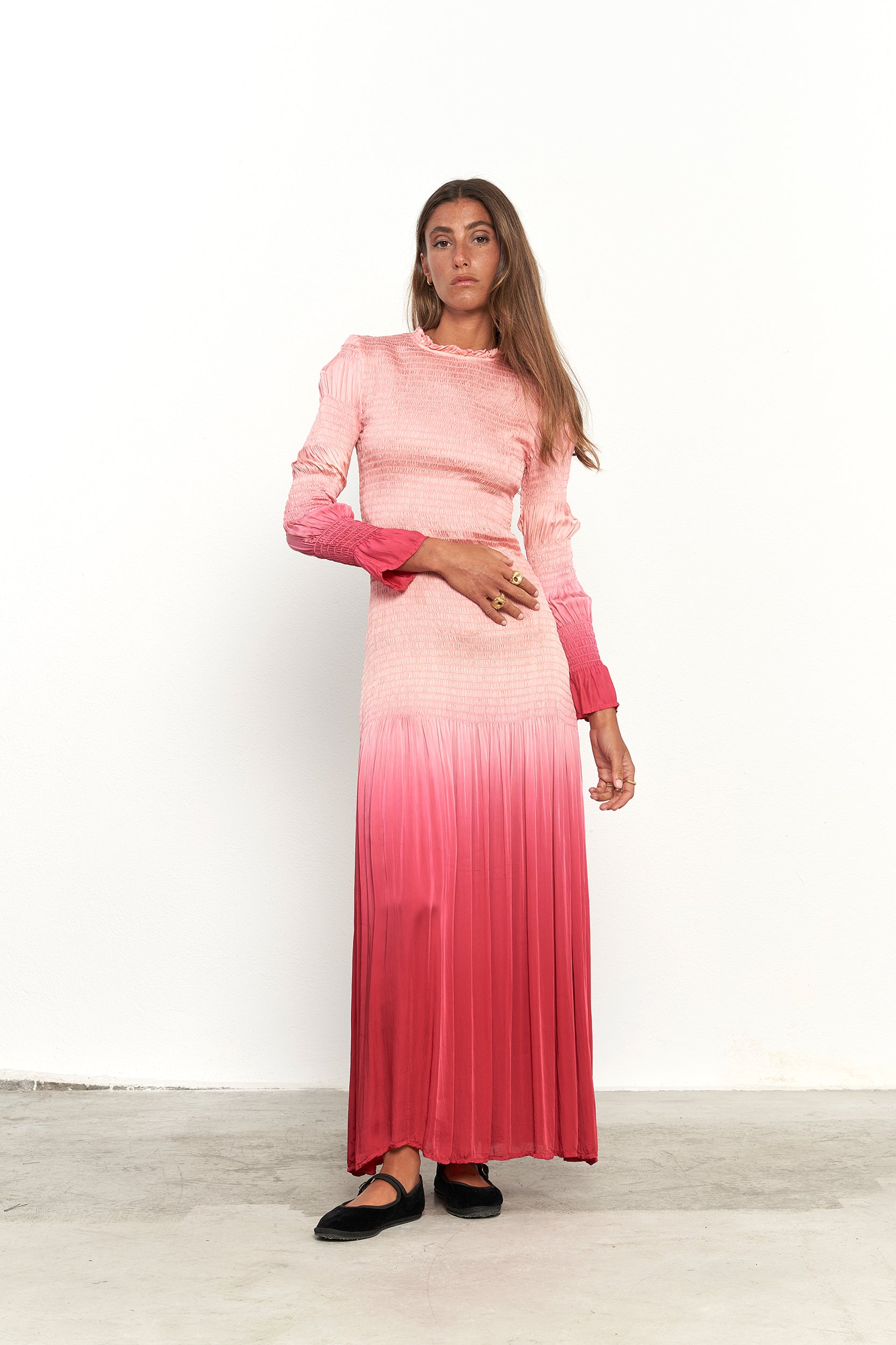 PAR ESCALA Tie Dye Long-sleeved pink dress