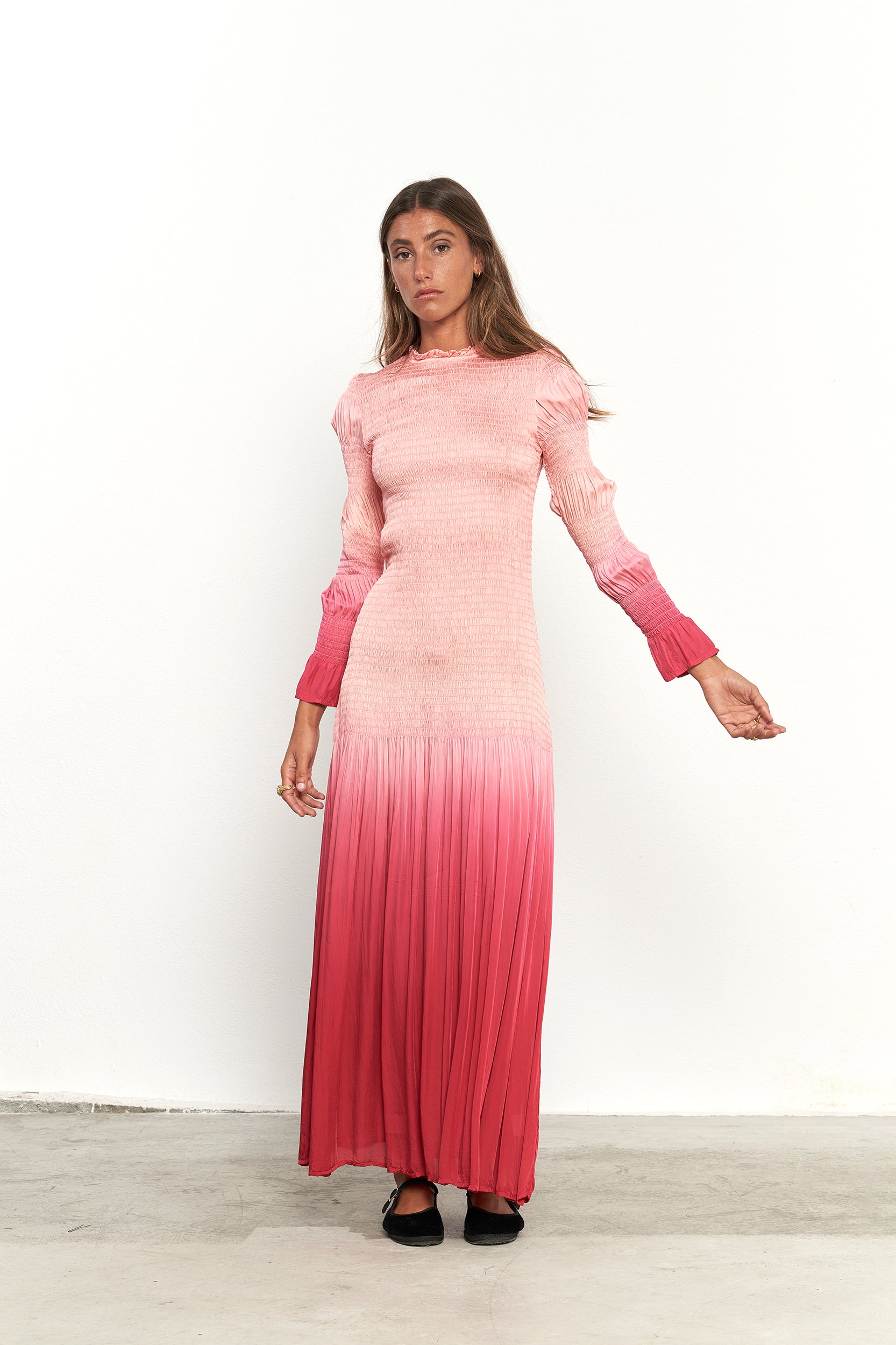 PAR ESCALA Tie Dye Long-sleeved pink dress