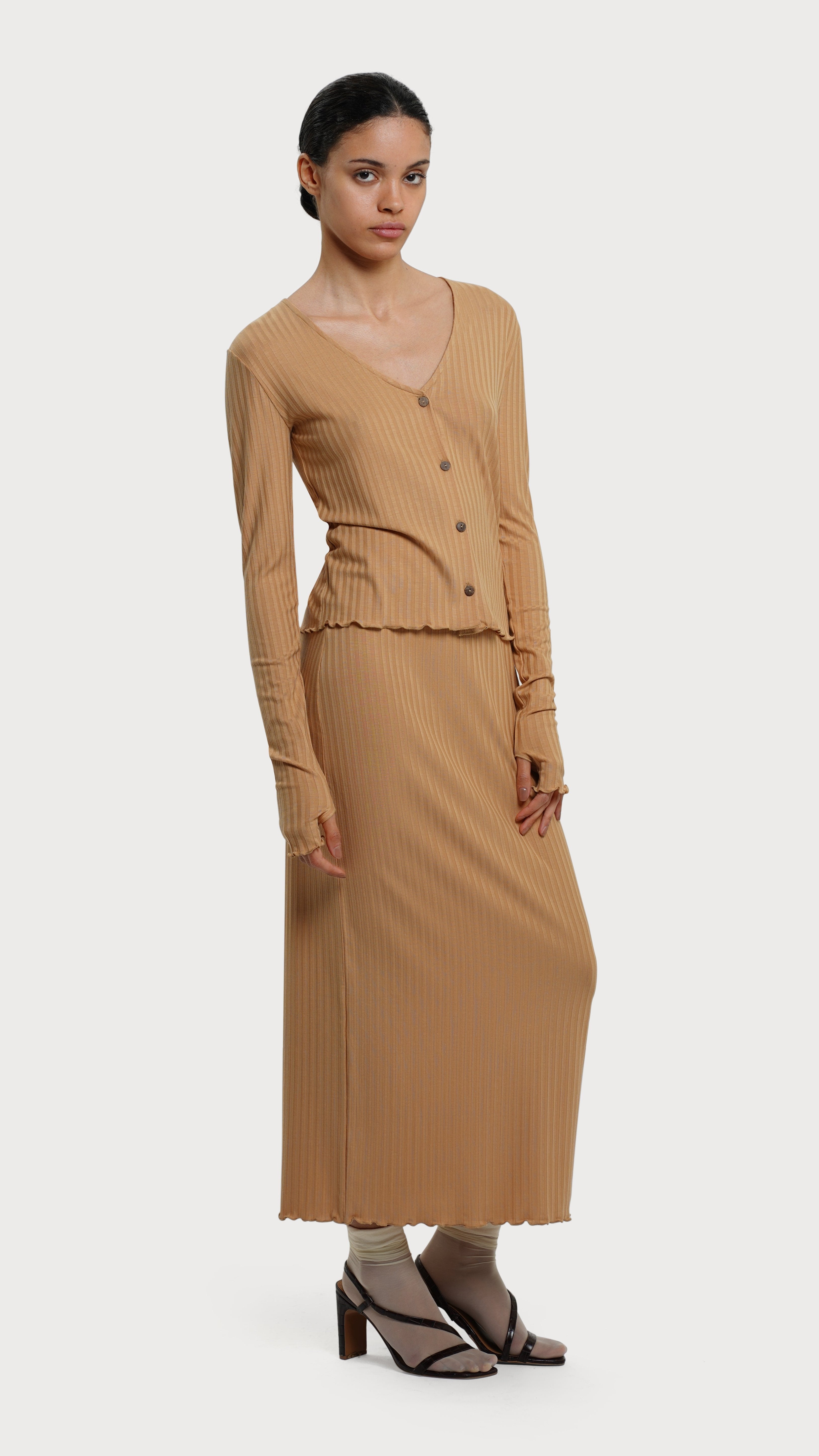 RESIDUS camel long skirt