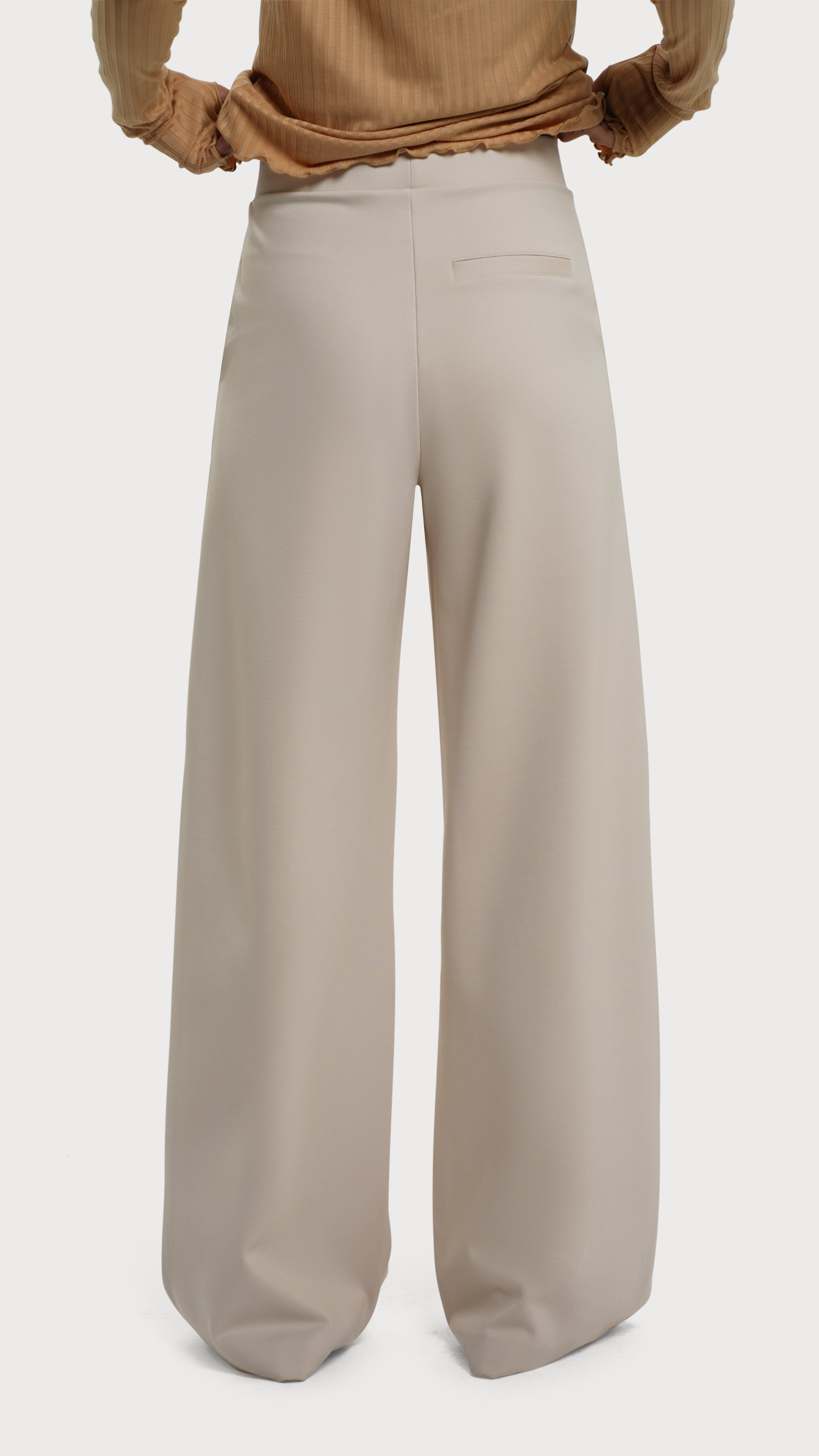 RESIDUS Beige high waist trousers with full length wide legs and side pockets