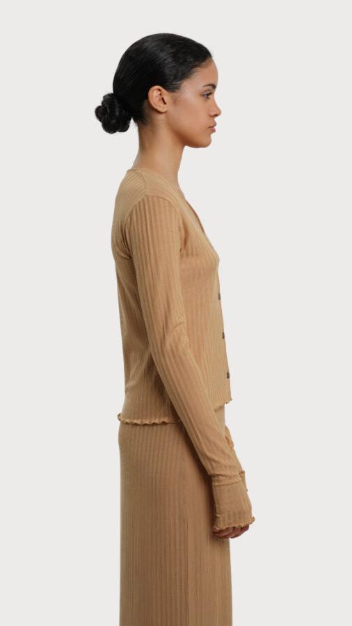 RESIDUS Camel Long Sleeved Cropped Cardigan