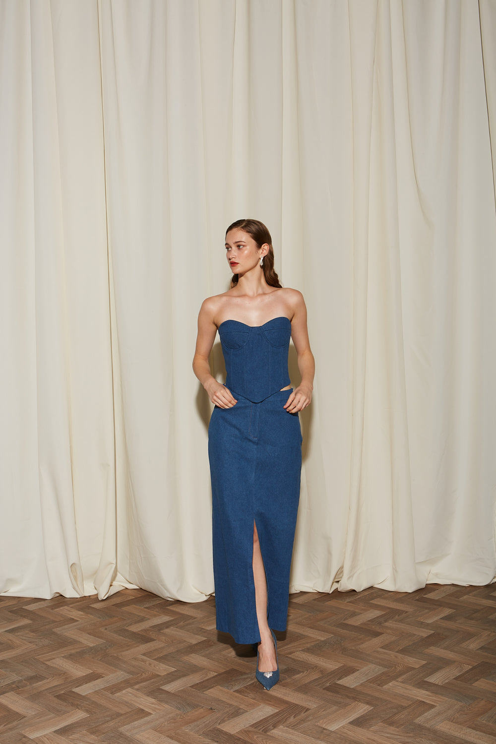 Annanke denim corset top front view