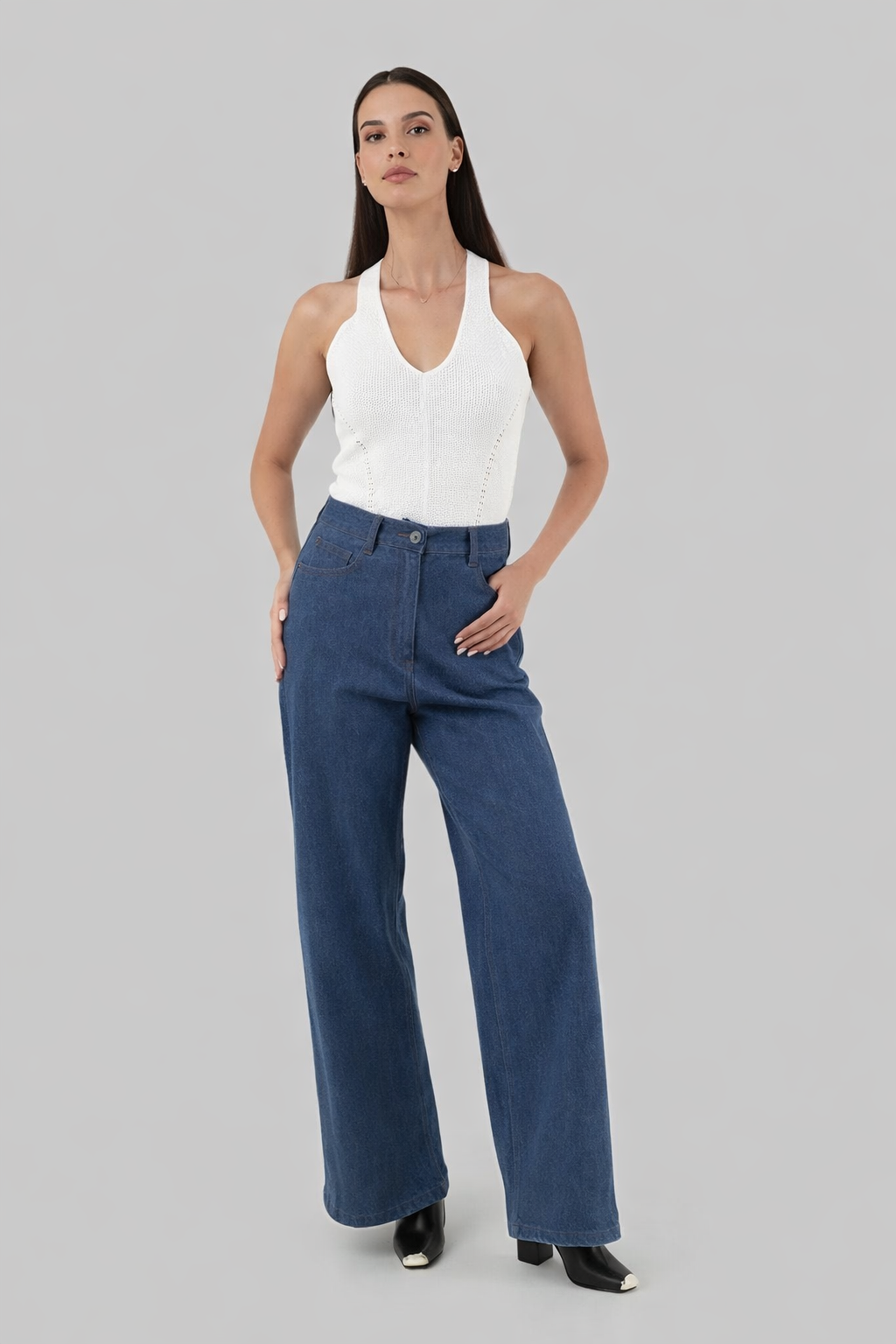 Ananke denim wide leg pants front view