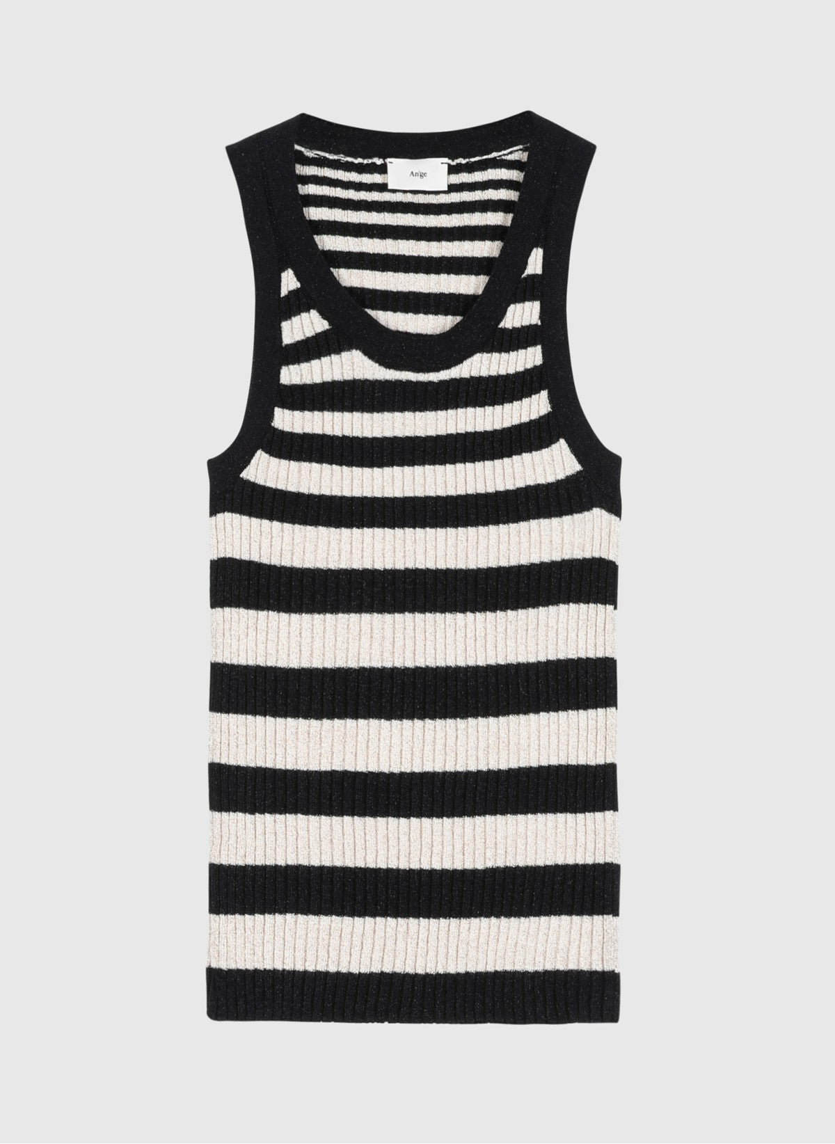 An’ge Ava striped rib knit tank top black and white product only
