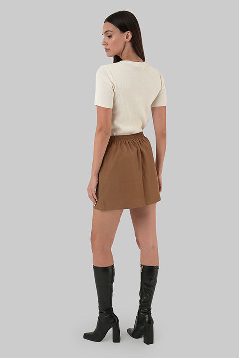 Camel mini skirt back view