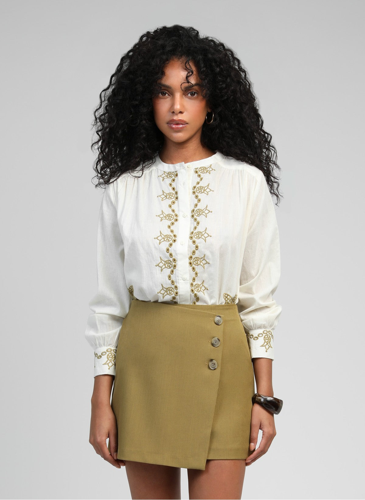 white cotton voile shirt front view