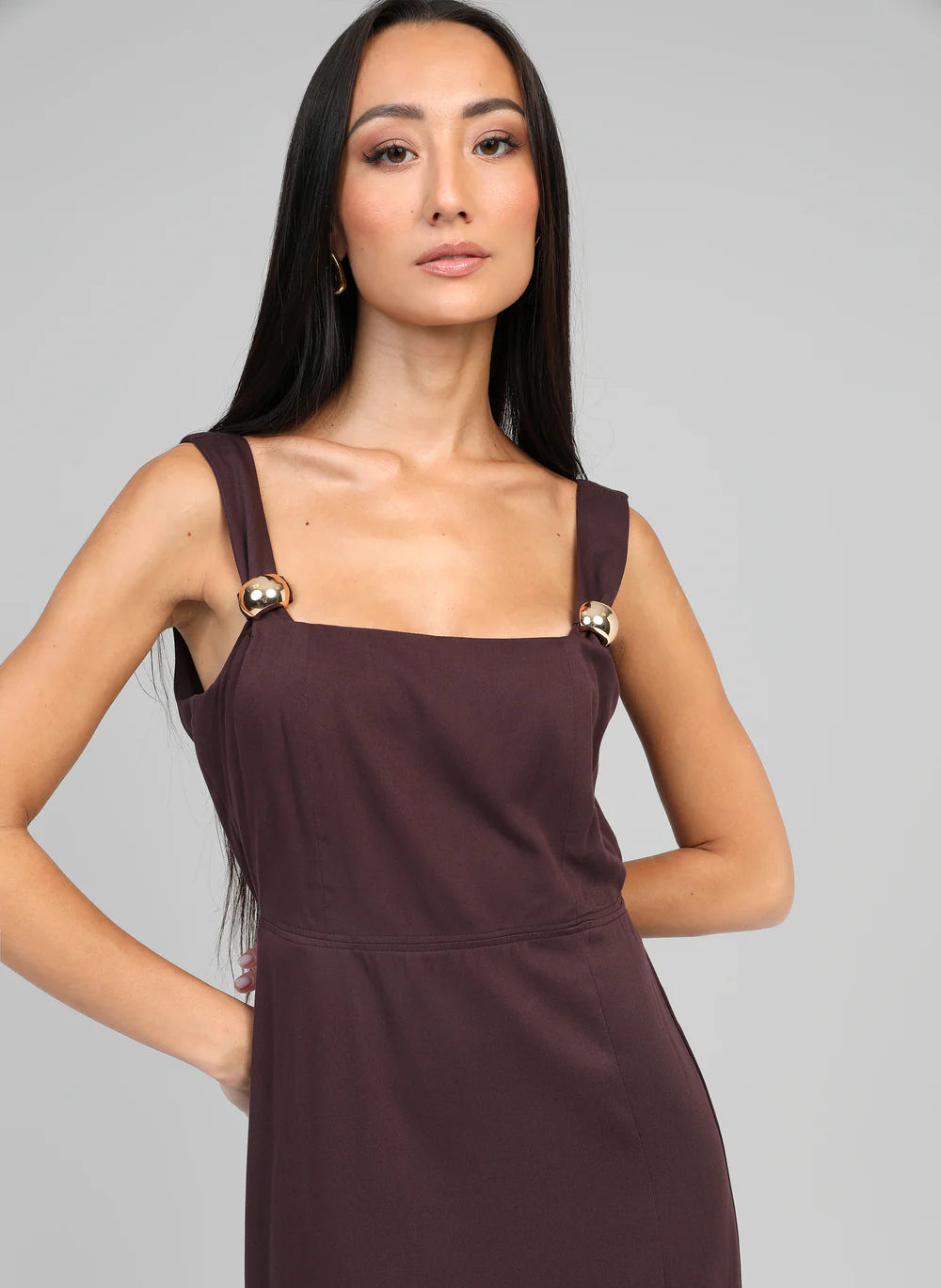 Dirty wine square neckline midi dress detail view