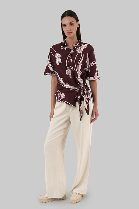 Bordeaux printed shirt front full view