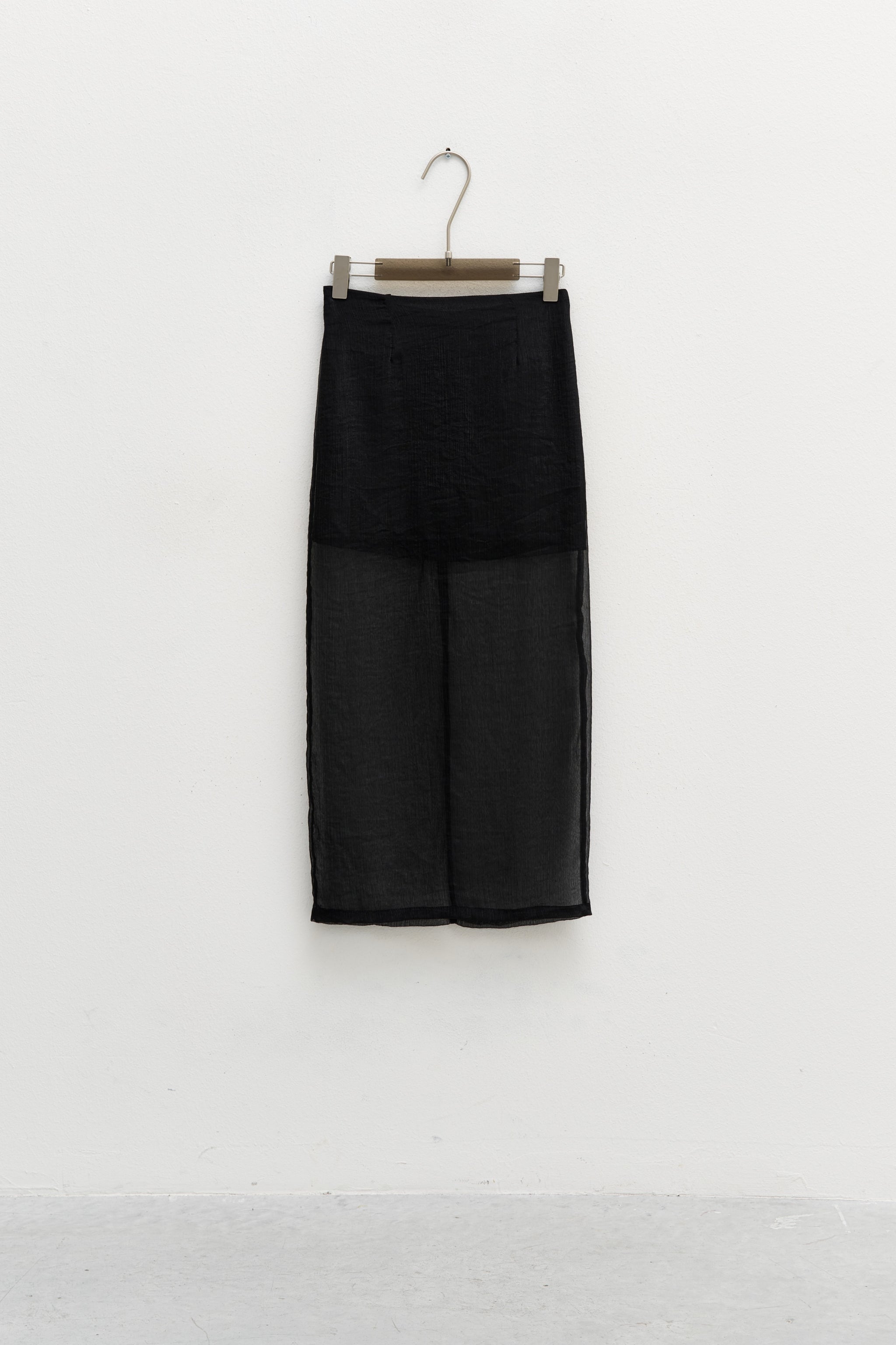Chloe Skirt black long skirt product view with back slit detail tone-on-tone lining
