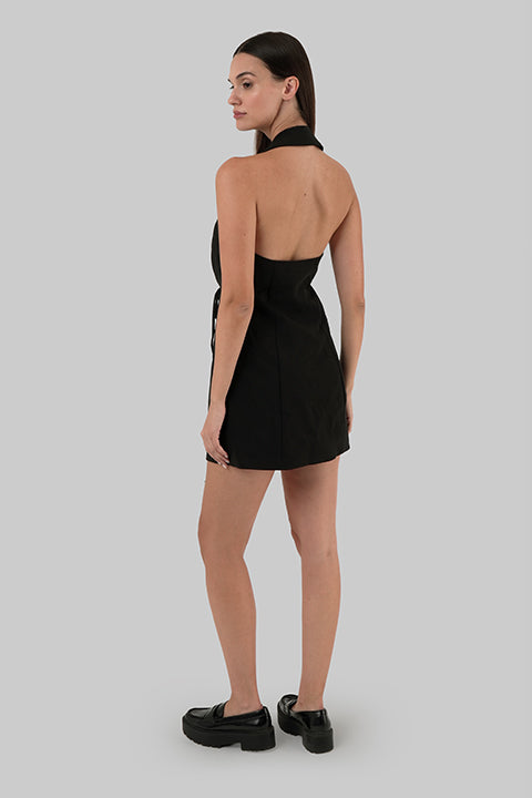 Isabella Dress black short sleeveless dress back view regular fit made in Italy with lining