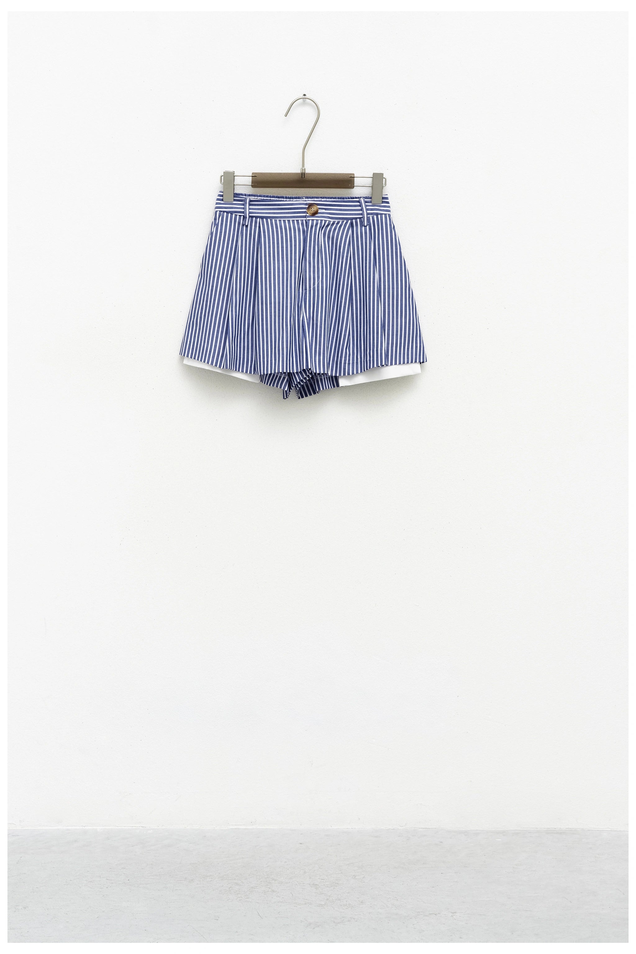 Blue striped shorts flat view