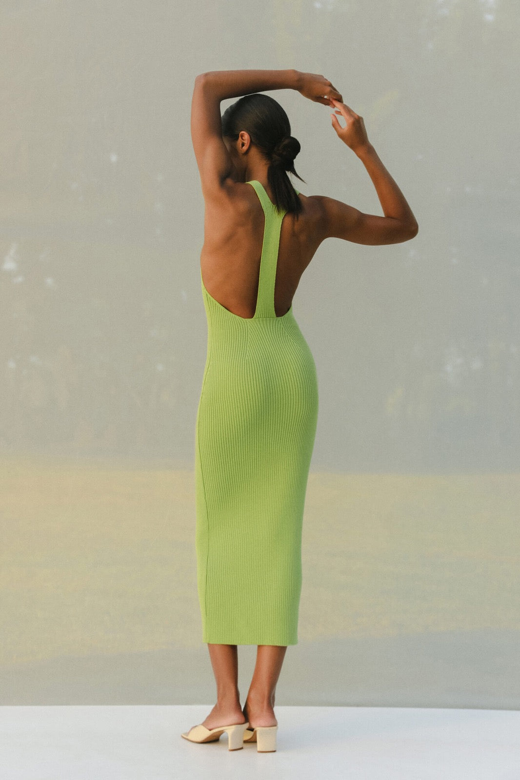 Kiwi halter maxi dress open back view
