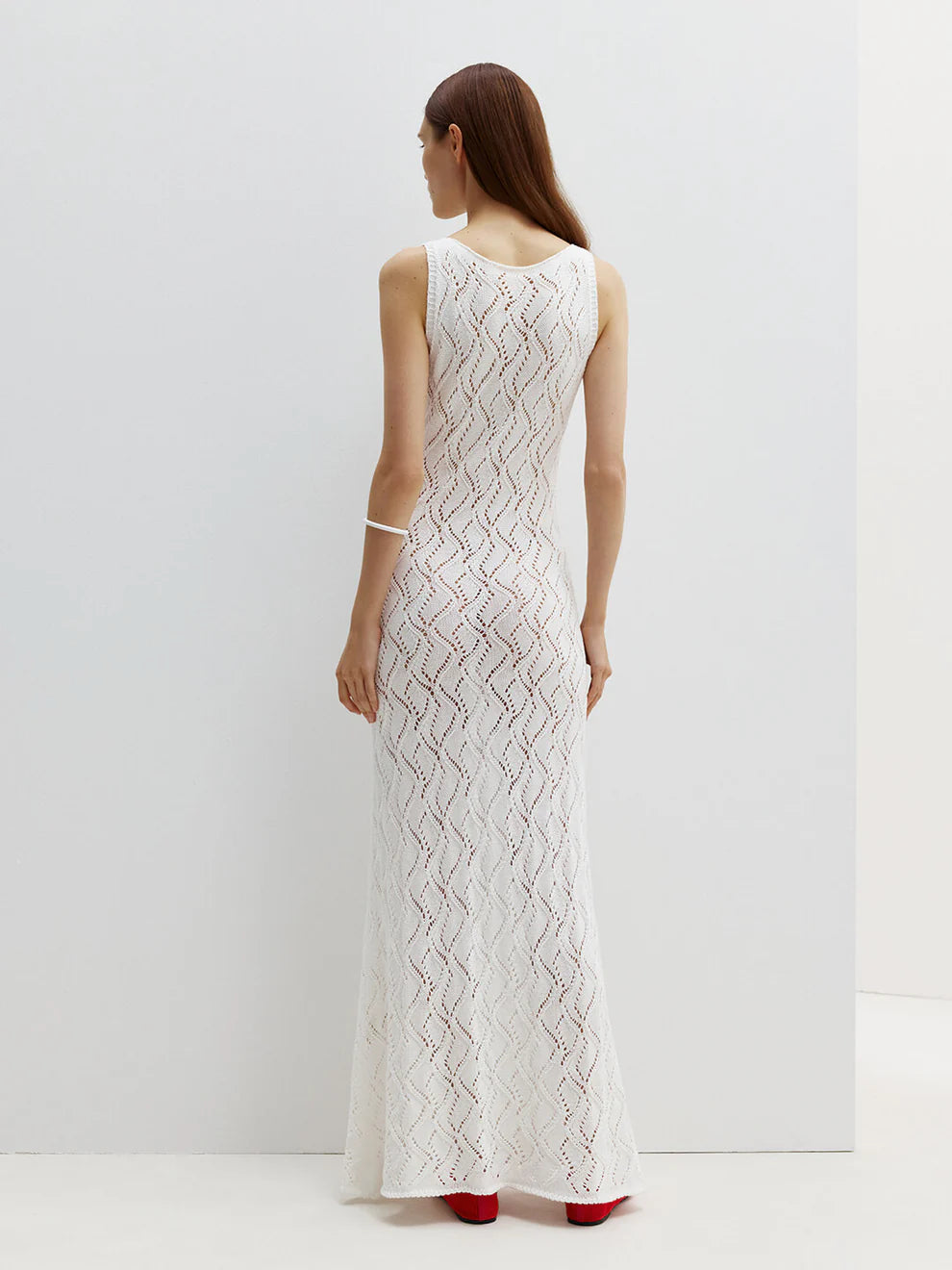 Milk crochet maxi dress back view