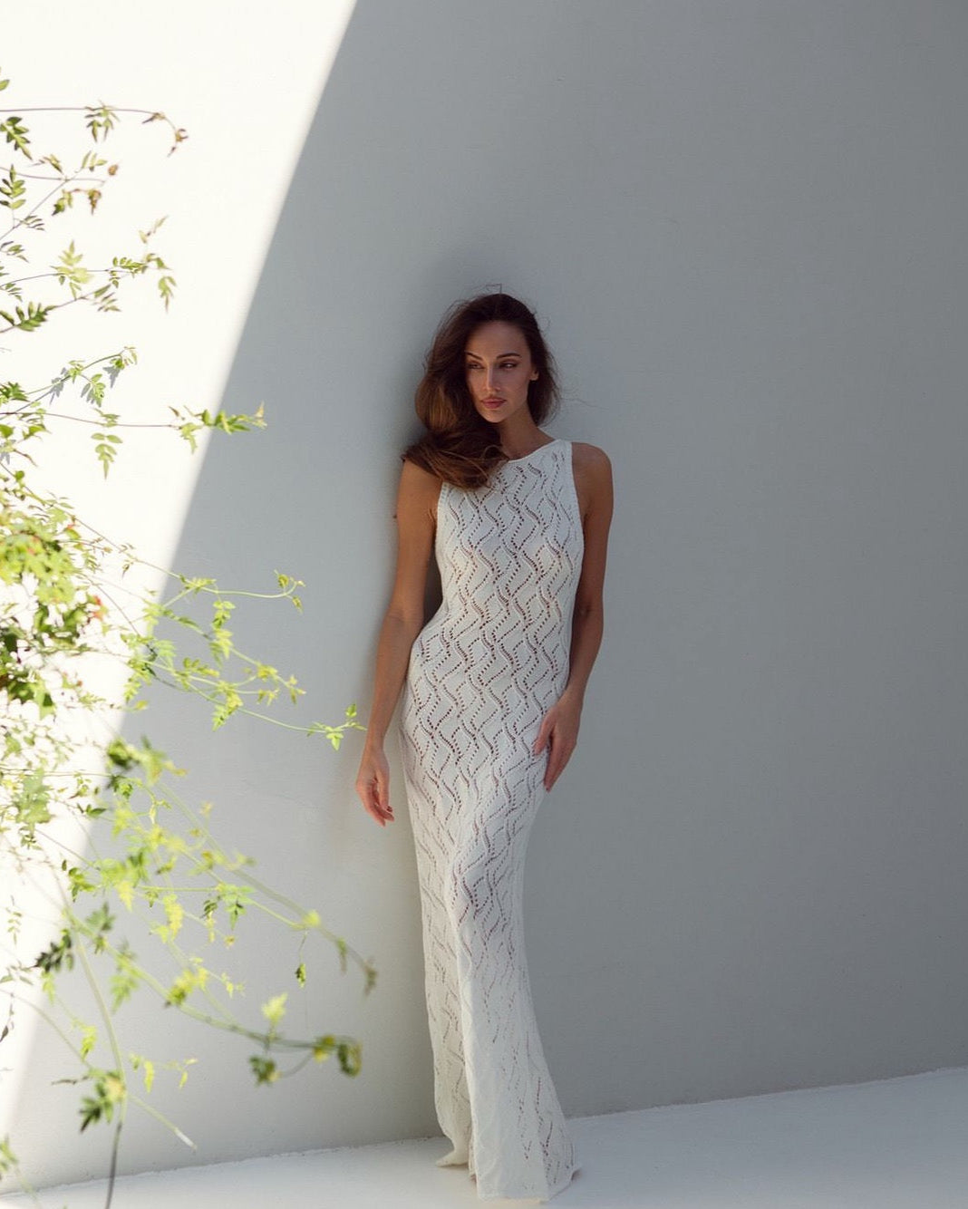 Milk crochet maxi dress full length view