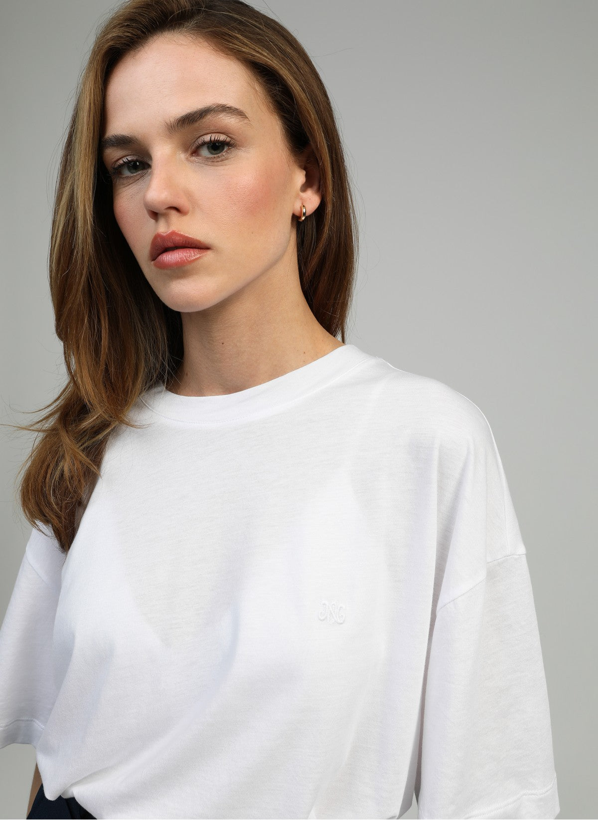 Toriata t-shirt white short sleeve round neck cotton modal front view